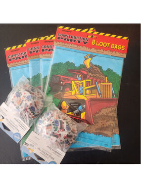 Vintage Construction Part Loot Bags Cupcake Liners Unique and Wilton, NOS